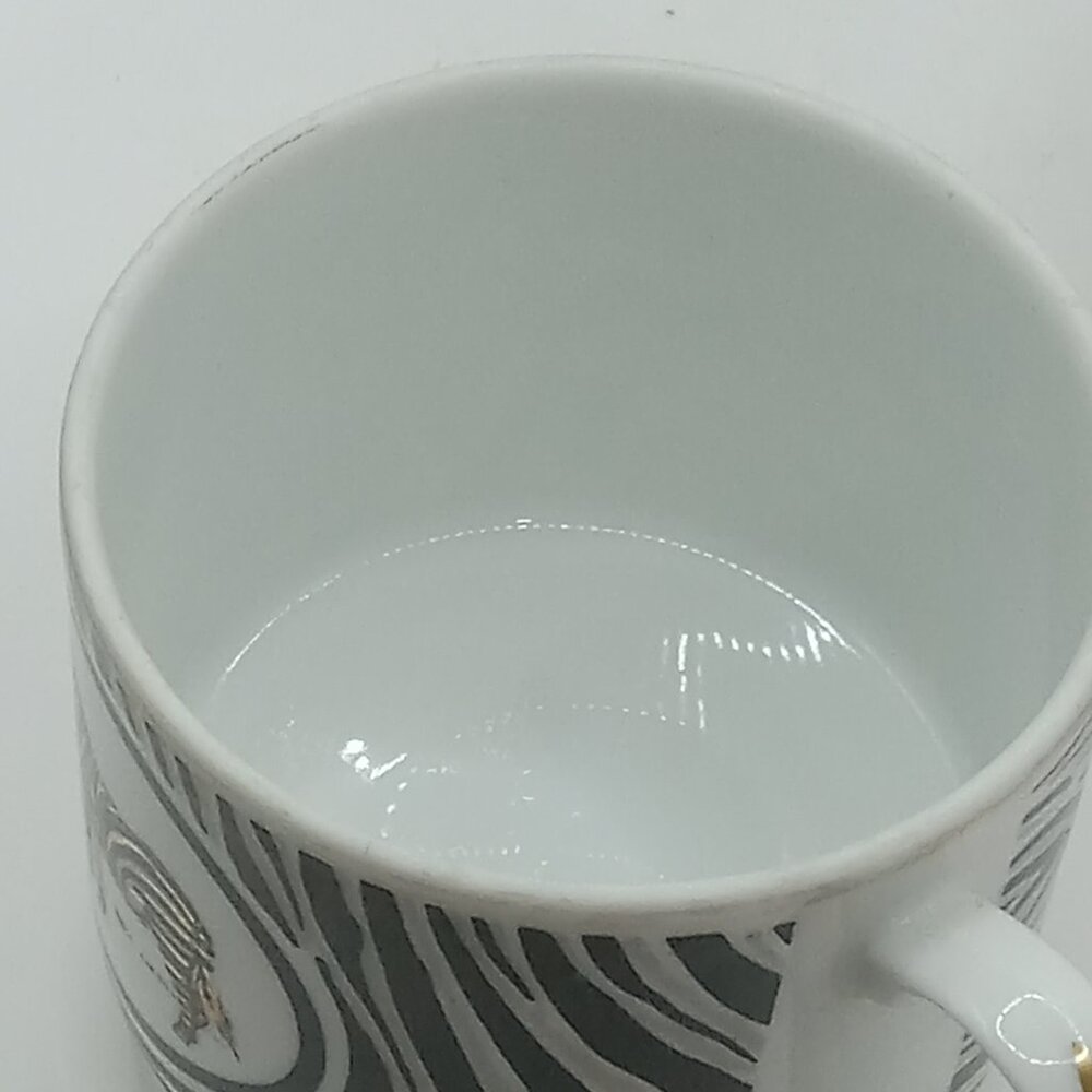 Jungle Theme 80s Leopard Zebra Ceramic Coffee Pedestal Cups 8oz Barware 2 pc - Picture 4 of 10